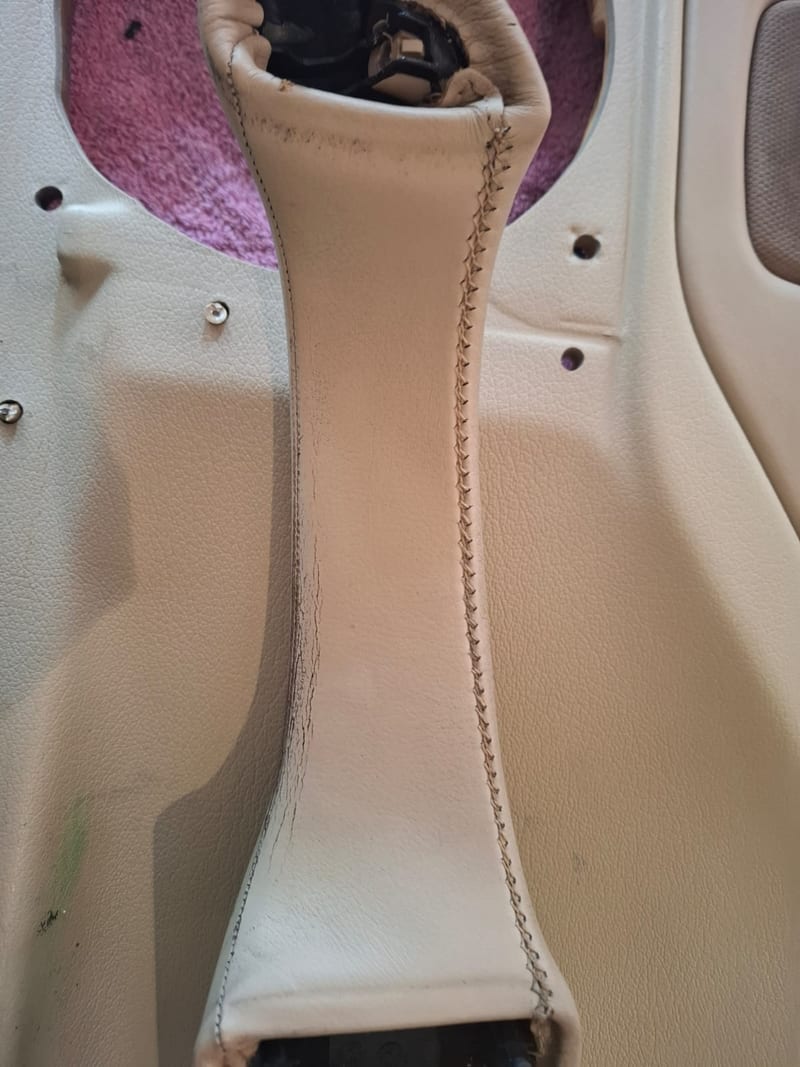 Car interior leather trim after detailing — cleaned and conditioned, Johannesburg North